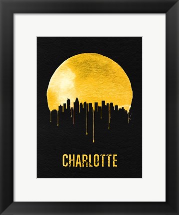 Framed Charlotte Skyline Yellow Print