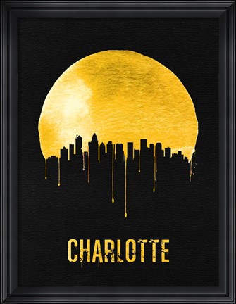 Framed Charlotte Skyline Yellow Print