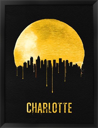 Framed Charlotte Skyline Yellow Print