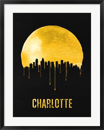 Framed Charlotte Skyline Yellow Print