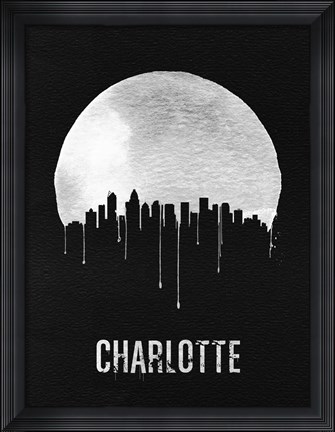 Framed Charlotte Skyline Black Print