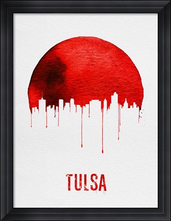 Framed Tulsa Skyline Red Print
