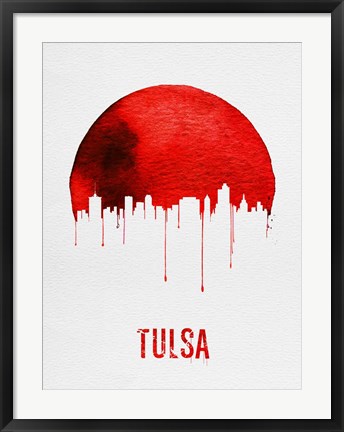 Framed Tulsa Skyline Red Print