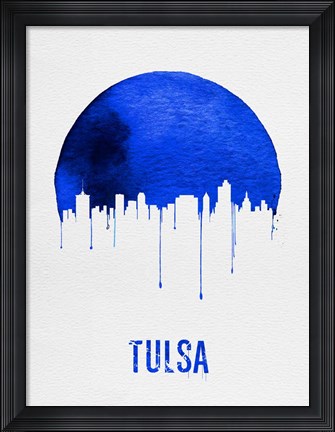 Framed Tulsa Skyline Blue Print