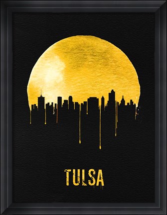 Framed Tulsa Skyline Yellow Print