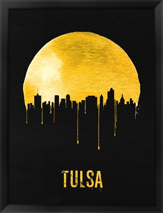 Framed Tulsa Skyline Yellow Print