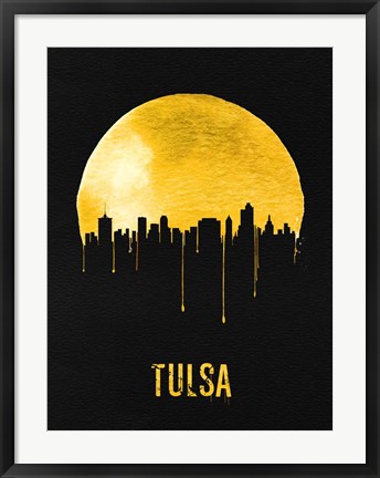 Framed Tulsa Skyline Yellow Print