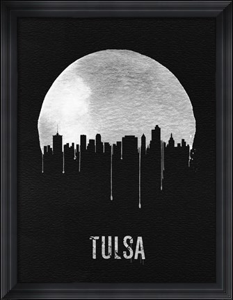 Framed Tulsa Skyline Black Print