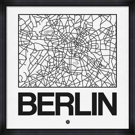 Framed White Map of Berlin Print