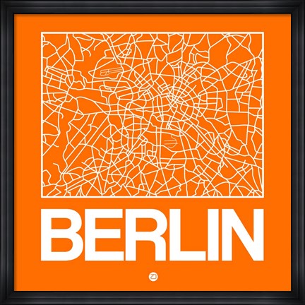 Framed Orange Map of Berlin Print