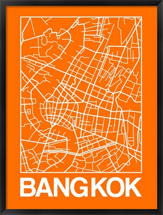 Framed Orange Map of Bangkok Print