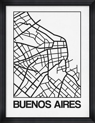 Framed White Map of Buenos Aires Print