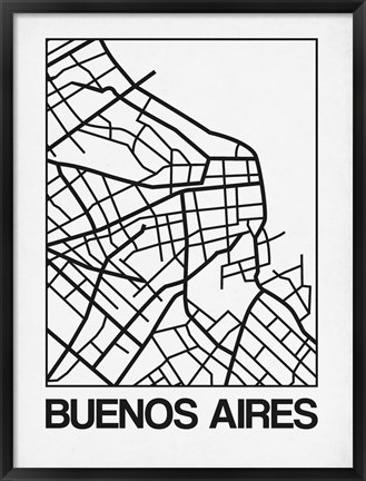 Framed White Map of Buenos Aires Print