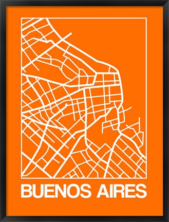 Framed Orange Map of Buenos Aires Print