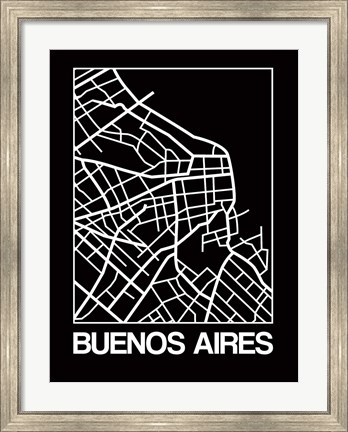 Framed Black Map of Buenos Aires Print