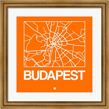 Framed Orange Map of Budapest Print