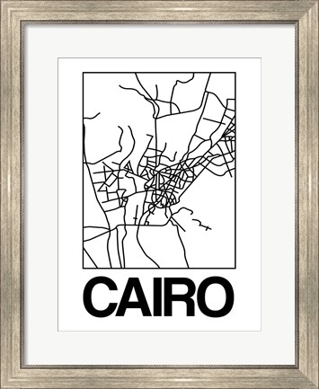 Framed White Map of Cairo Print
