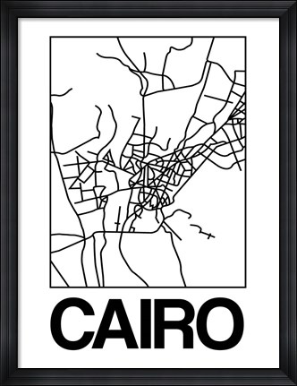 Framed White Map of Cairo Print