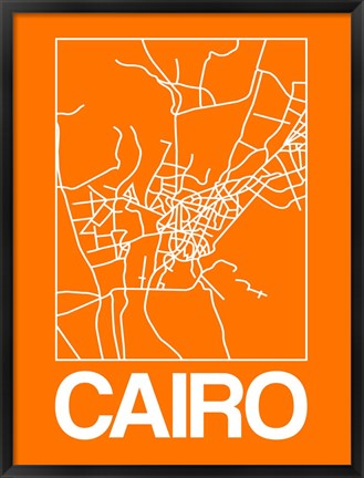 Framed Orange Map of Cairo Print