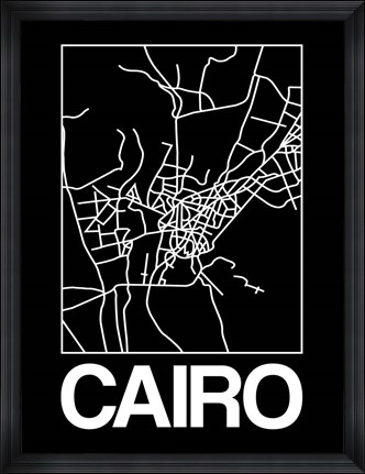 Framed Black Map of Cairo Print
