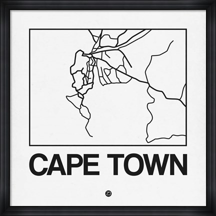 Framed White Map of Cape Town Print