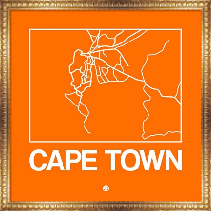 Framed Orange Map of Cape Town Print