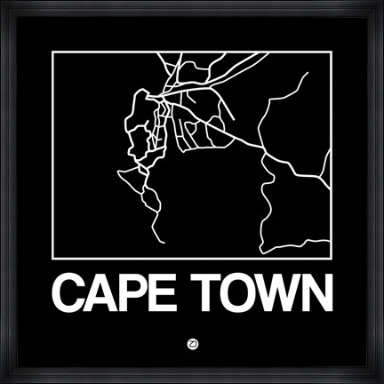 Framed Black Map of Cape Town Print