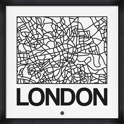 Framed White Map of London Print