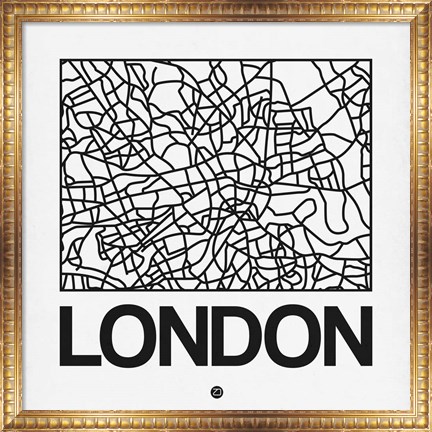 Framed White Map of London Print