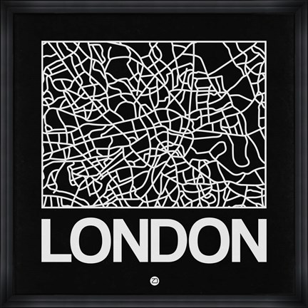 Framed Black Map of London Print