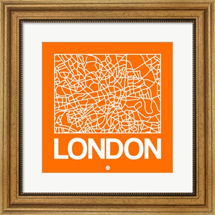 Framed Orange Map of London Print