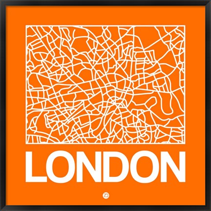 Framed Orange Map of London Print