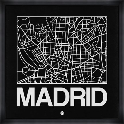 Framed Black Map of Madrid Print