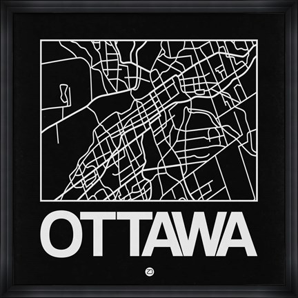 Framed Black Map of Ottawa Print
