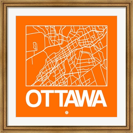 Framed Orange Map of Ottawa Print