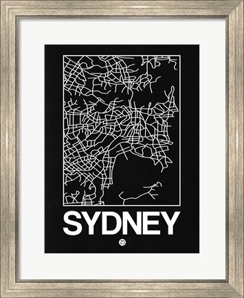 Framed Black Map of Sydney Print