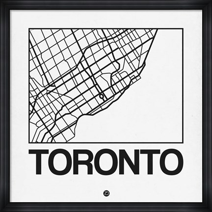 Framed White Map of Toronto Print