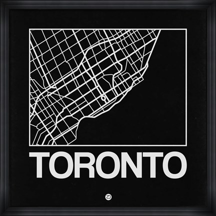 Framed Black Map of Toronto Print