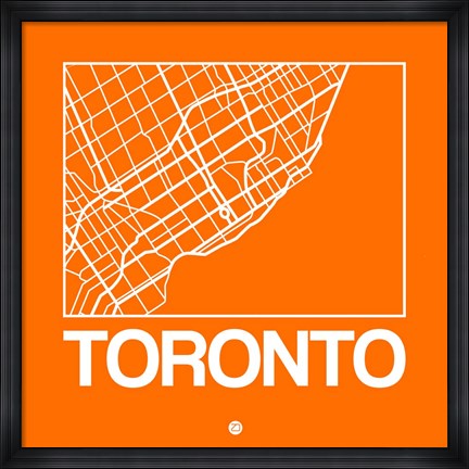 Framed Orange Map of Toronto Print