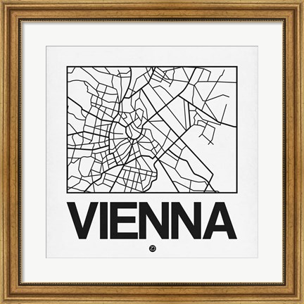 Framed White Map of Vienna Print
