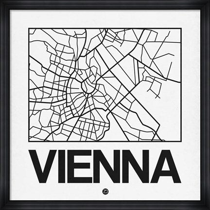 Framed White Map of Vienna Print