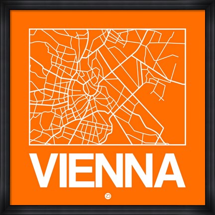 Framed Orange Map of Vienna Print
