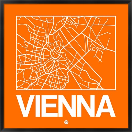 Framed Orange Map of Vienna Print