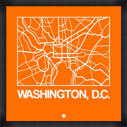 Framed Orange Map of Washington, D.C. Print