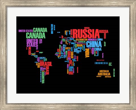 Framed Typography World Map 1 Print
