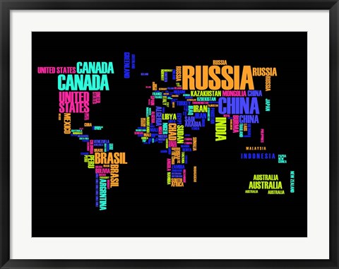 Framed Typography World Map 2 Print