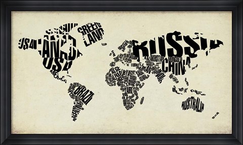 Framed Typography World Map 4 Print
