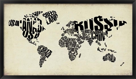 Framed Typography World Map 4 Print