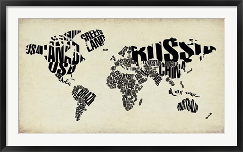 Framed Typography World Map 4 Print