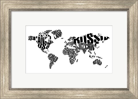 Framed Typography World Map 5 Print